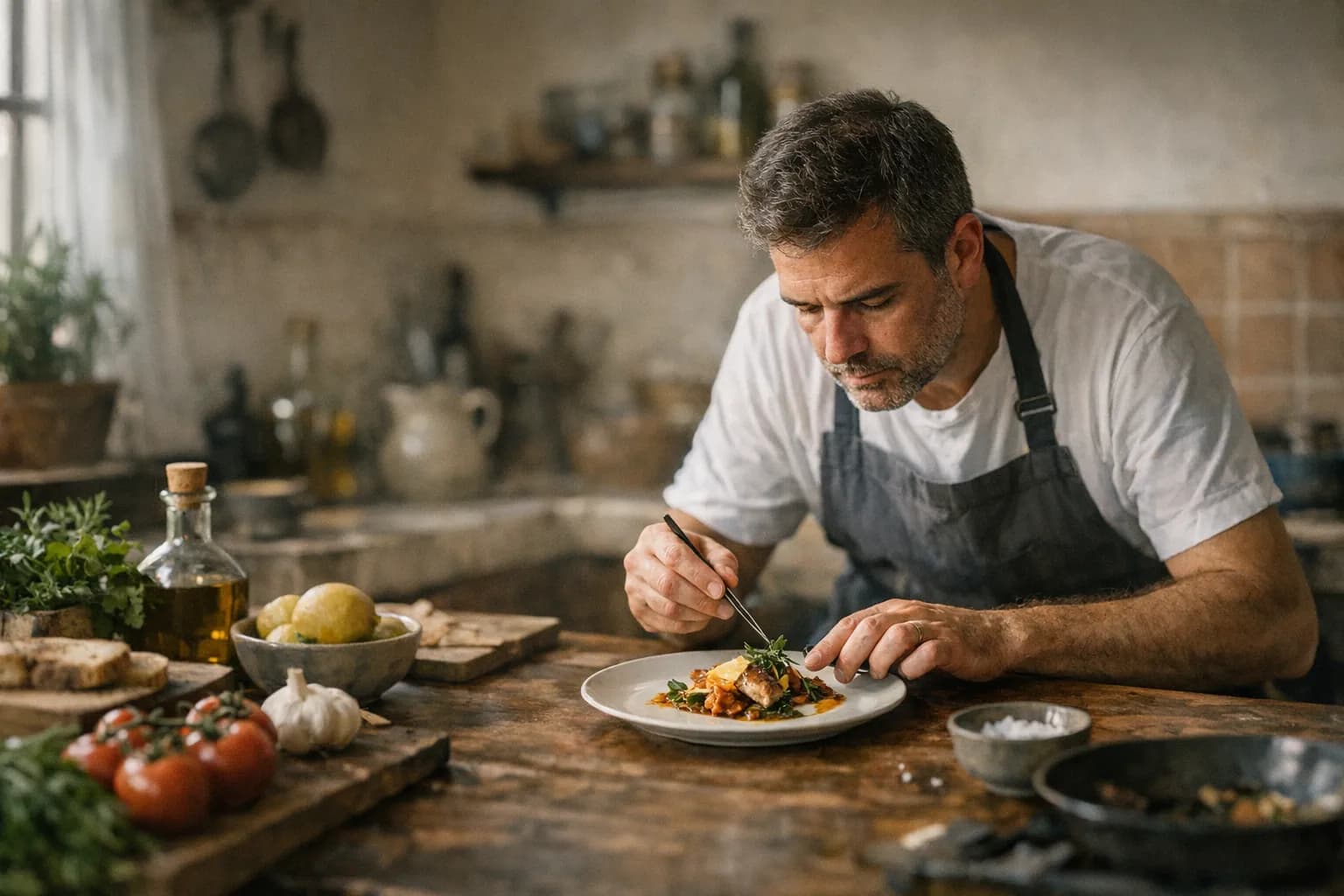 chef a trabalhar