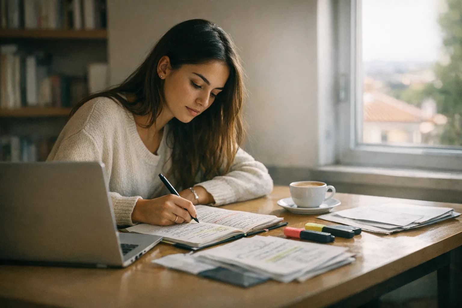 estudante a trabalhar