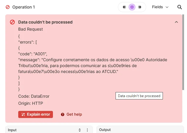 Erro da Vendus no Make: Configure corretamente os dados de acesso à Autoridade Tributária