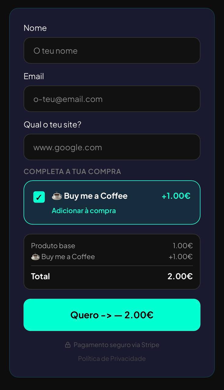 Order bump selecionado no checkout Shelf