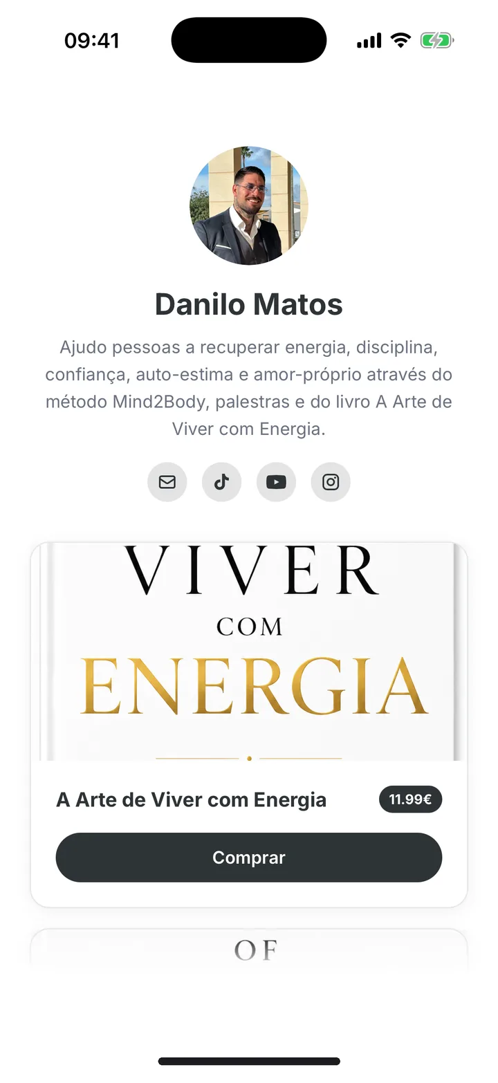Página link na bio do criador Danilo Matos na Shelf