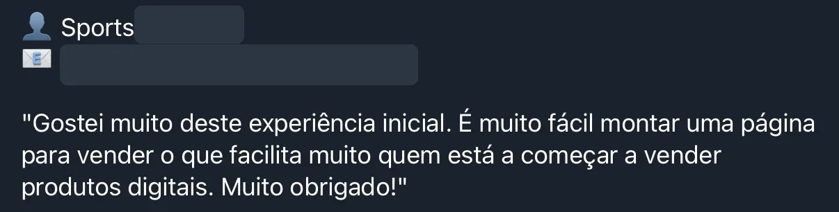 Screenshot do feedback de um criador de conteúdo de desporto sobre a Shelf
